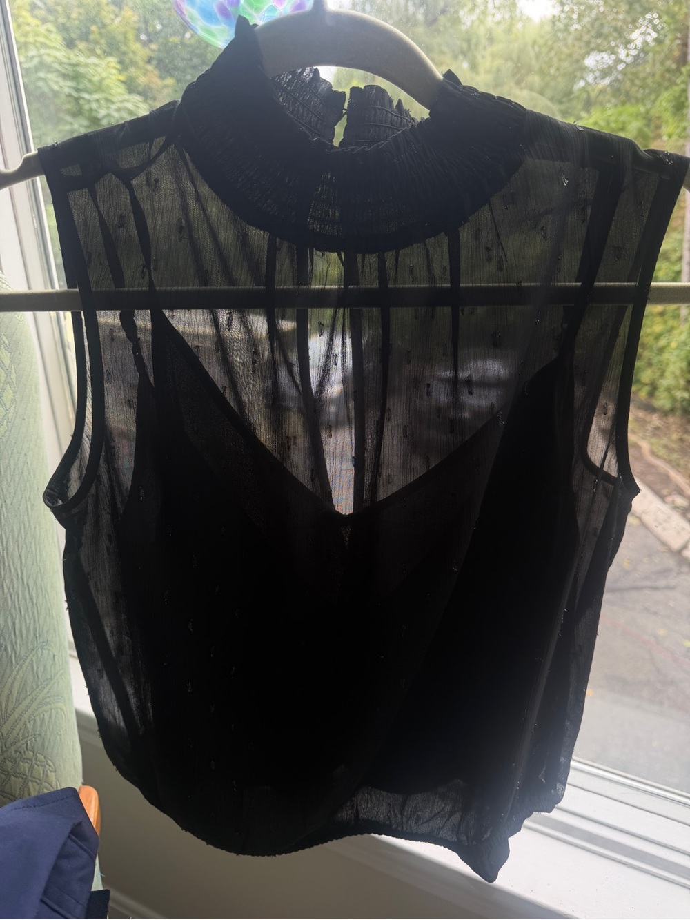 Express Sheer Black High-Neck Sleeveless Camisole